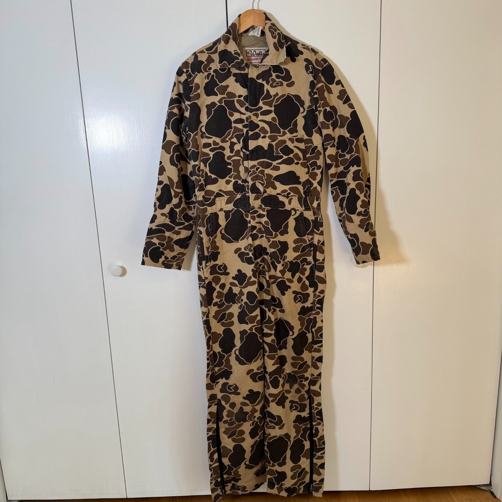 VTG Walls Blizzard-Pruf Insulated Coveralls Men's Brown Camo USA Made - Small